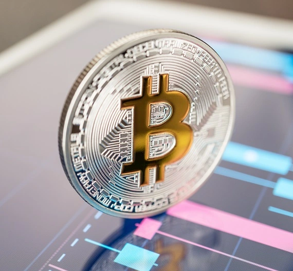 uma moeda de bitcoin